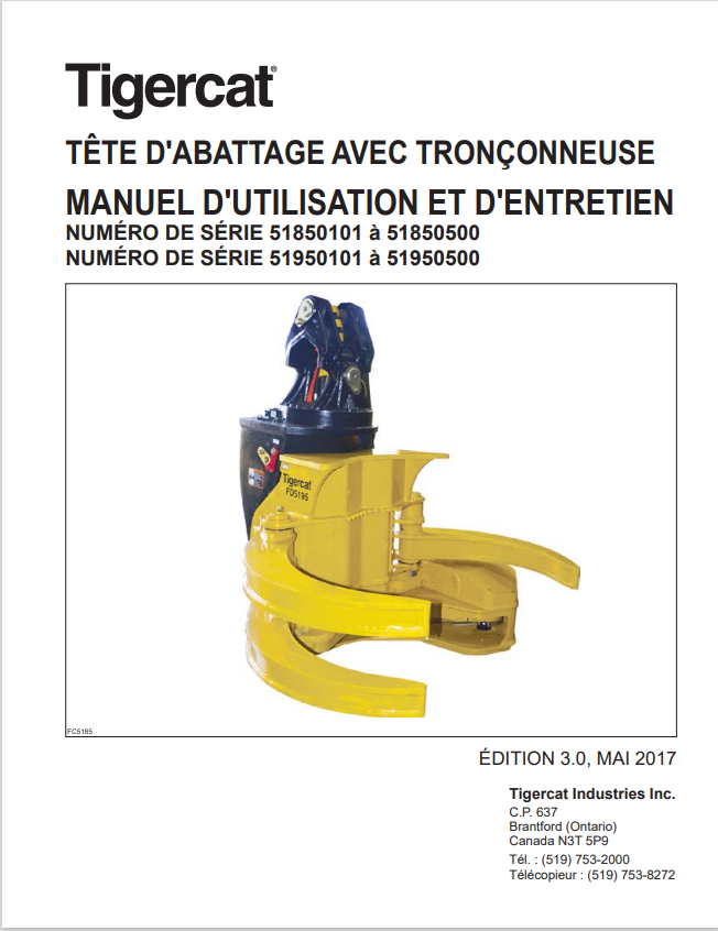 Tigercat 38486A Felling Head With Chainsaw User And Maintenance Manual 38486AENG