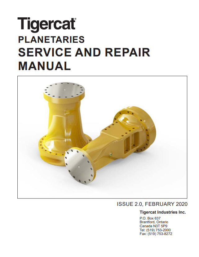 Tigercat 47738A Planetaries Service And Repair Manual 47738AENG