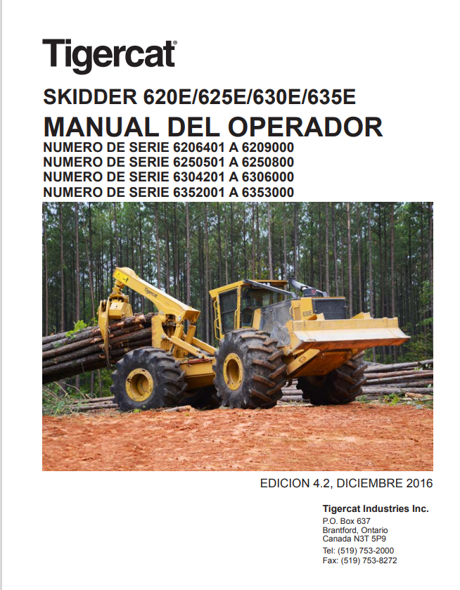 Tigercat 620E, 625E, 630E, 635E Skidder Operator Manual 42836AENG