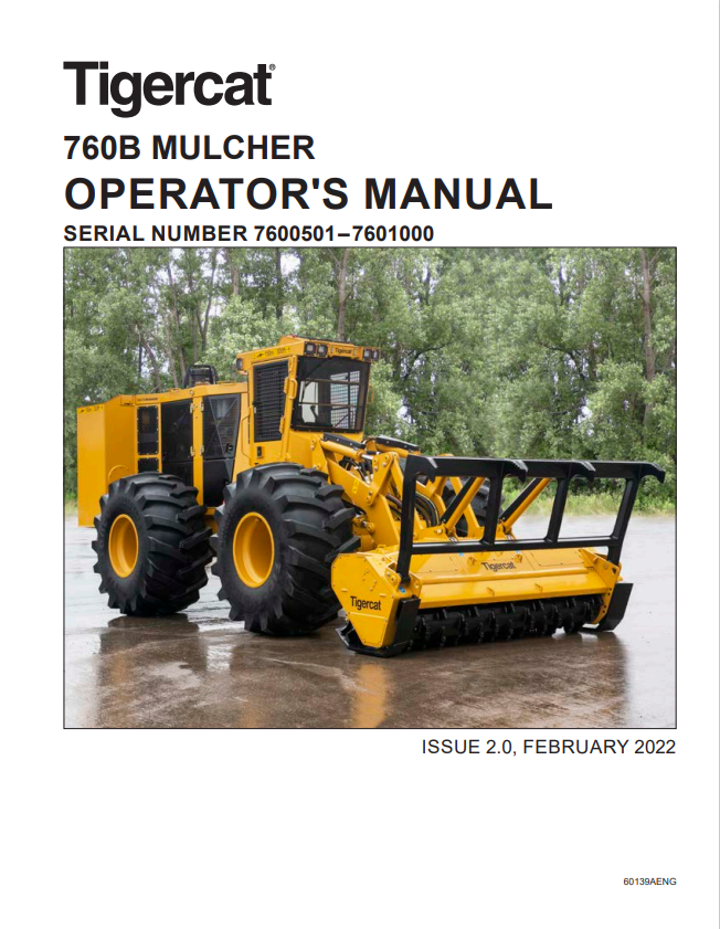 Tigercat 760B Mulcher Operator Manual 60139AENG