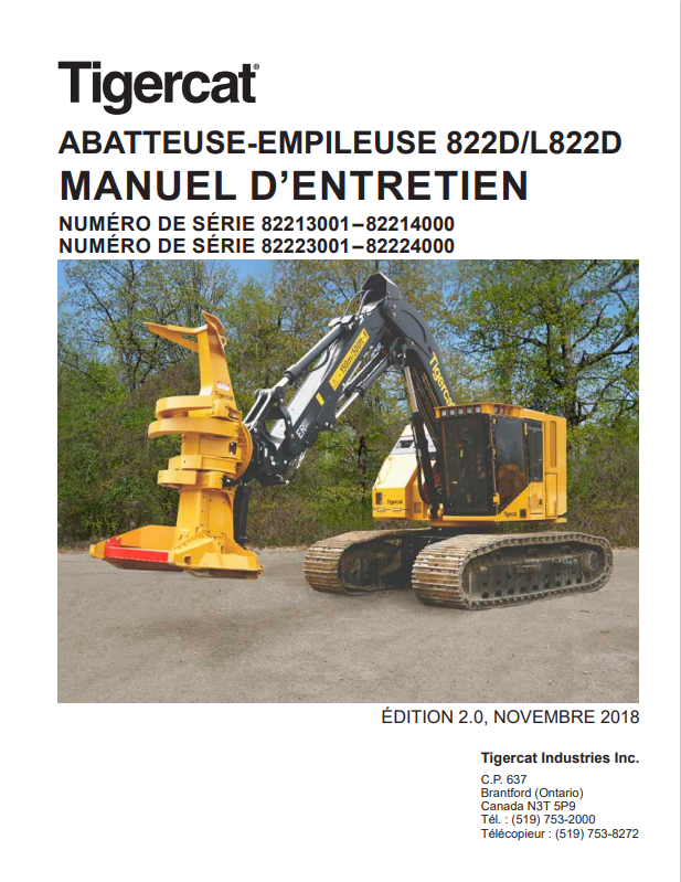 Tigercat 822D, L822D Feller-stacker Maintenance Manual 44832A