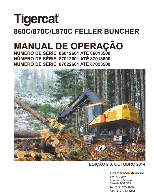 Tigercat 860C, 870C, L870C Feller Buncher Operating Manual 39182AENG