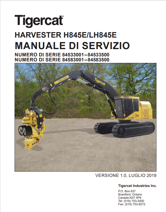 Tigercat H845E, LH845E Harvester Service Manual 54713AENG 1