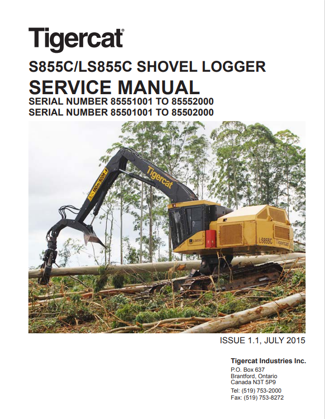 Tigercat S855C, LS855C Shovel Logger Service Manual 40122AENG