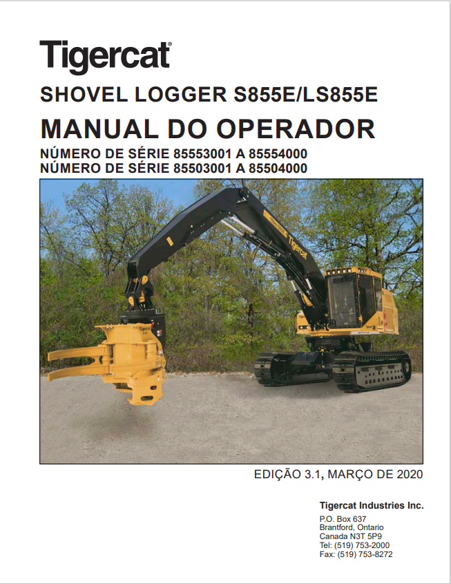 Tigercat S855E, LS855E Shovel Logger Operator Manual 51128AENG