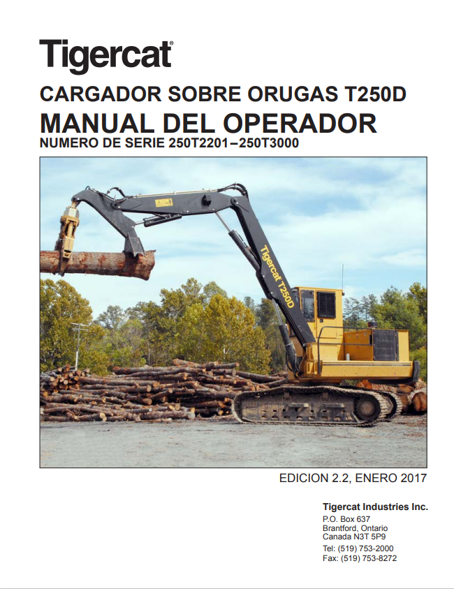 Tigercat T250D Tracked Loader Operator Manual 42784AENG
