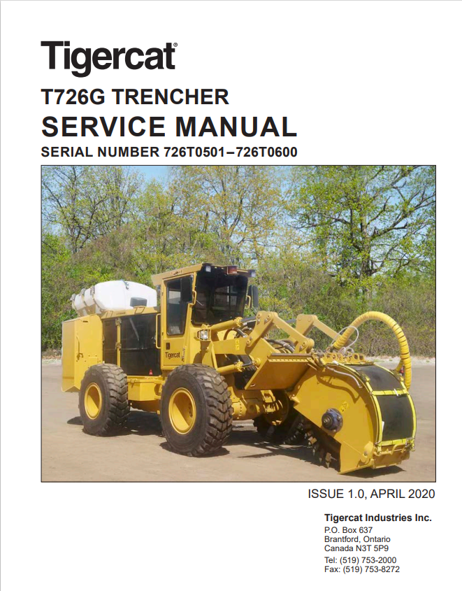 Tigercat T726G Trencher Service Manual 45910AENG