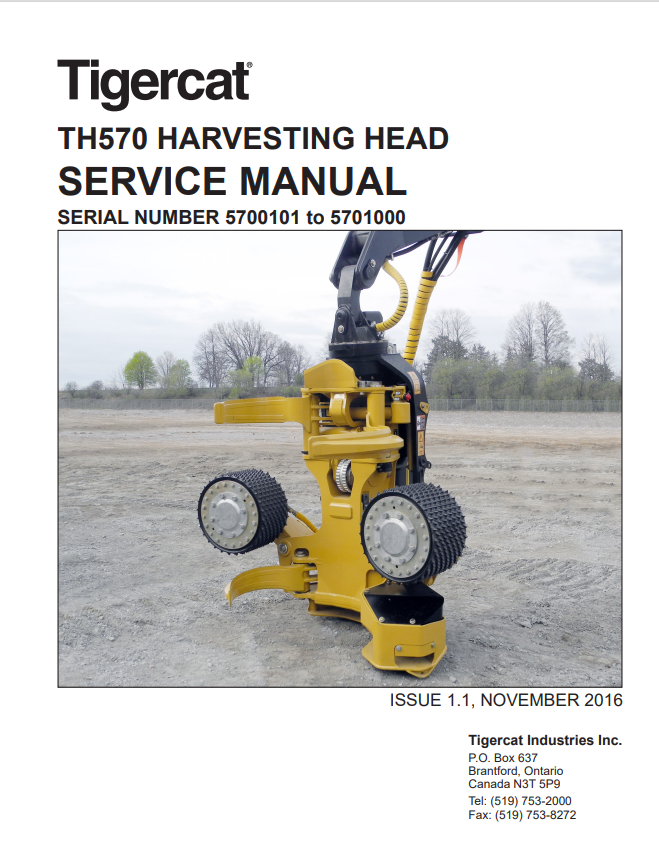 Tigercat TH570 Harvester Head Service Manual 45354AENG