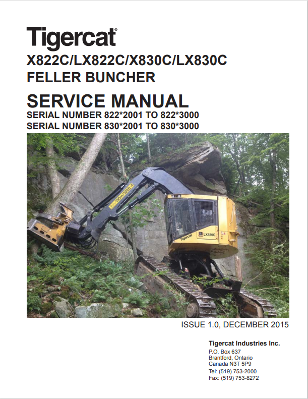 Tigercat X822C, LX822C, X830C, LX830C Feller Buncher Service Manual 44156AENG