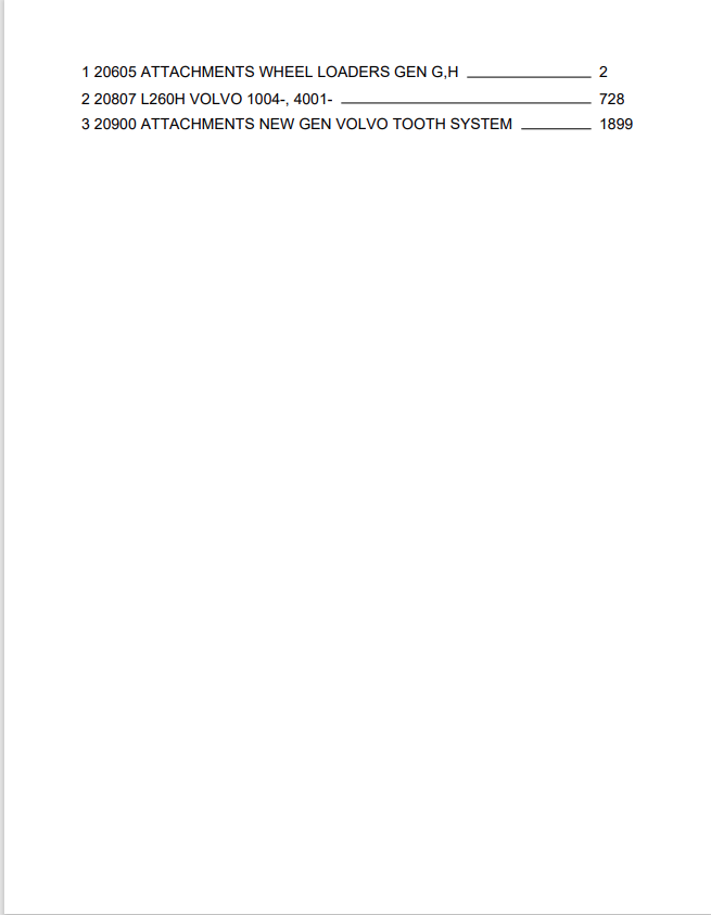 Volvo L260H Wheel Loader Parts Catalogue Manual - PDF File
