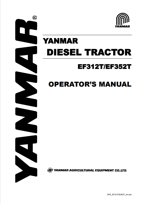 YANMAR DIESEL TRACTOR EF312T, EF352T OPERATOR MANUAL PDF