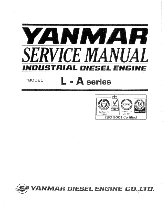 YANMAR INDUSTRIAL DIESEL ENGINE L-A SERIES SERVICE MANUAL PDF
