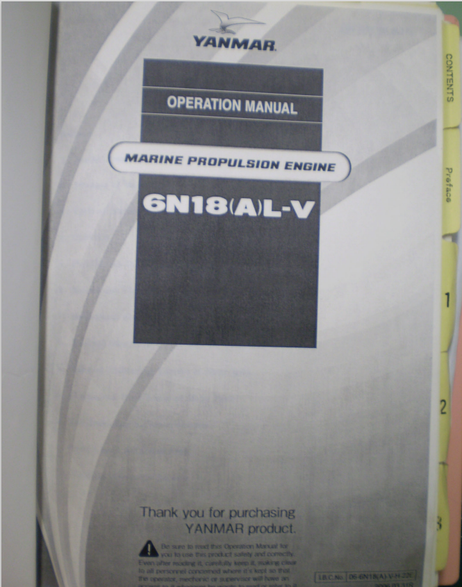 YANMAR MARINE PROPULSION ENGINE 6N18(A)L-V OPERATION MANUAL PDF