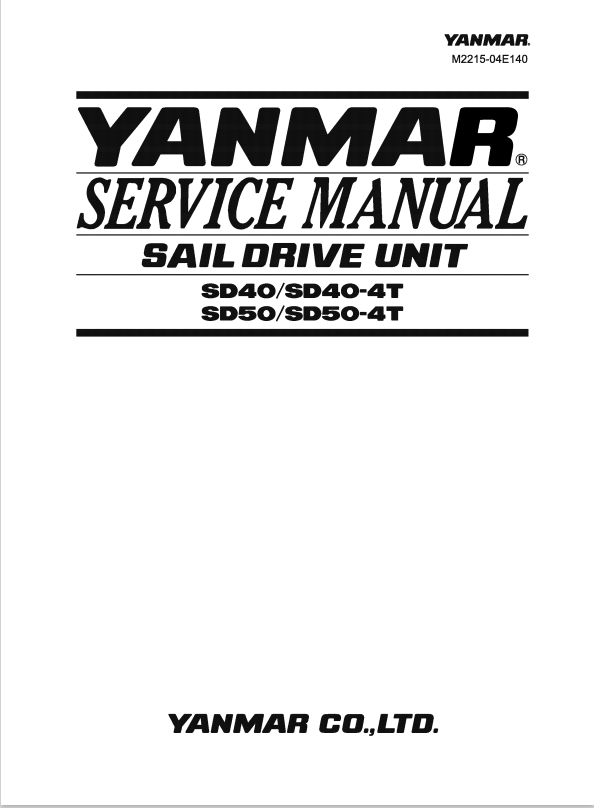 YANMAR SAIL DRIVE UNIT SD40, SD50 SERVICE MANUAL PDF