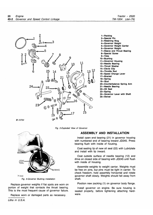 1. John Deere 2520 Tractor Maintenance & Repair Manual TM1004