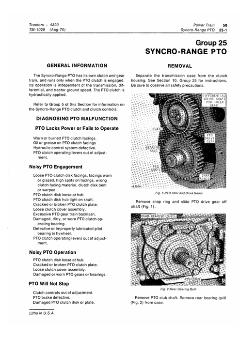 1. John Deere 4320 Tractor Maintenance & Repair Manual TM1029