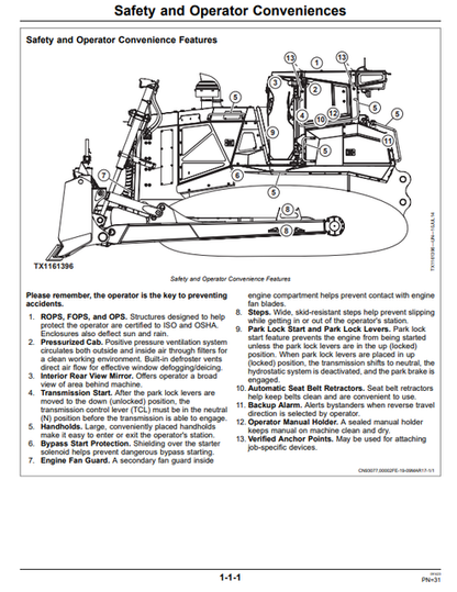 1050K Crawler Dozer Operator Manual OMT389886X19 PDF