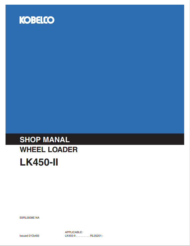 KOBELCO LK450-II WHEEL LOADER SHOP MANUAL PDF