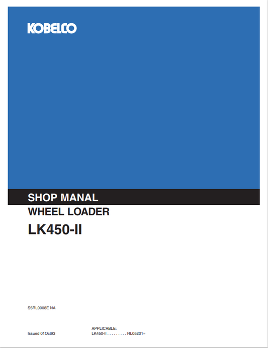 KOBELCO LK450-II WHEEL LOADER SHOP MANUAL PDF
