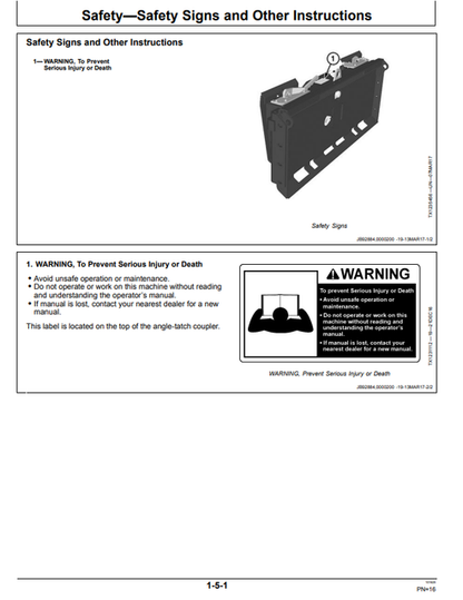 John Deere AT14 Angle-Tatch Coupler Operator Manual OMT397716X19
