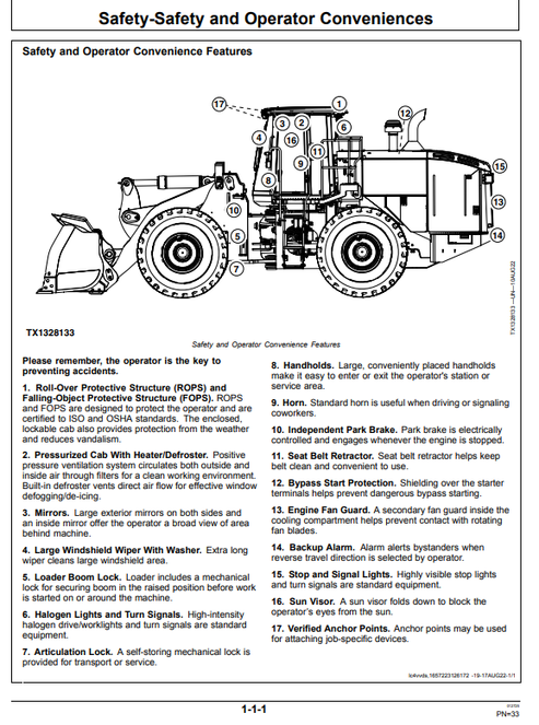 John Deere 744 P-Tier, Gen A 4WD Loader Operator Manual OMT461923X019