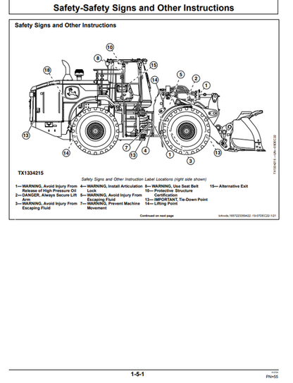 John Deere 744 P-Tier, Gen A 4WD Loader Operator Manual OMT461923X019