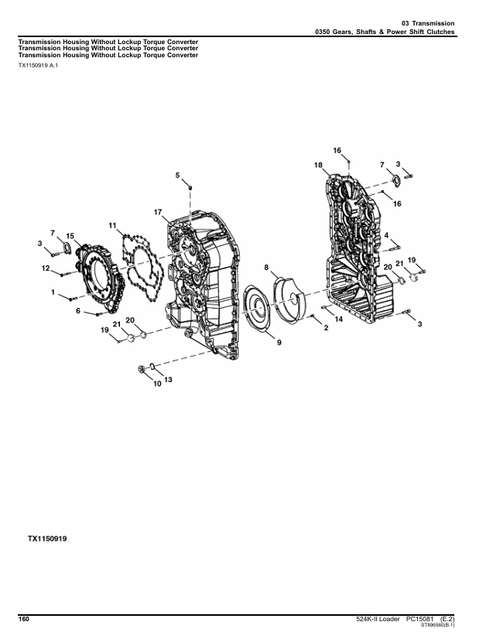 John Deere 524K-II Loader Parts Catalog Manual PC15081