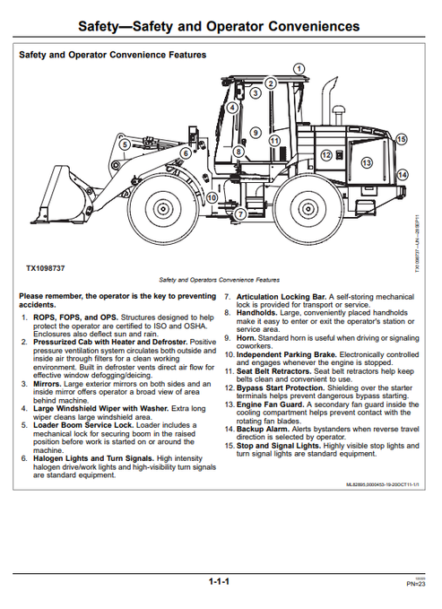 John Deere 624K 4WD Loader Operator Manual OMT260575