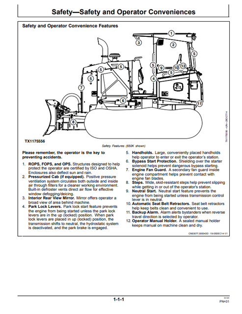 John Deere 550K And 650K Crawler Dozer Operator Manual OMT356886X19