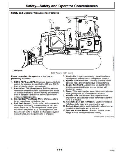 John Deere 550K And 650K Crawler Dozer Operator Manual OMT356886X19