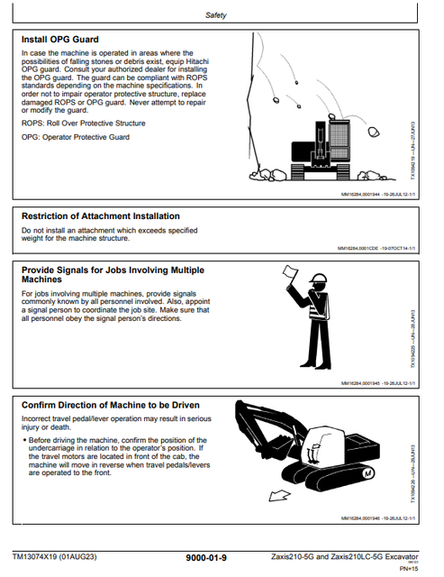 John Deere Hitachi Zaxis 210-5G AND 210LC-5G Hydraulic Excavator Operation & Test Technical Manual TM13074X19