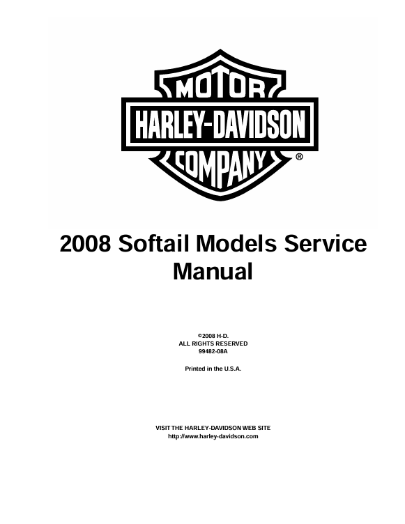 2008 Harley-Davidson Softail Service Manual 99482-08A PDF