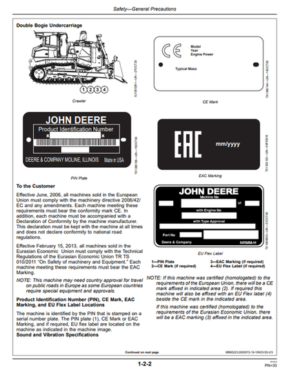 John Deere 1050K Crawler Dozer Operator Manual OMT312911X19