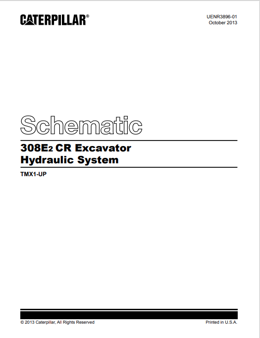 Caterpillar Cat 308E2 CR Mini HYD Excavator Electrical and Hydraulic Schematic Manual PDF | S/N TMX