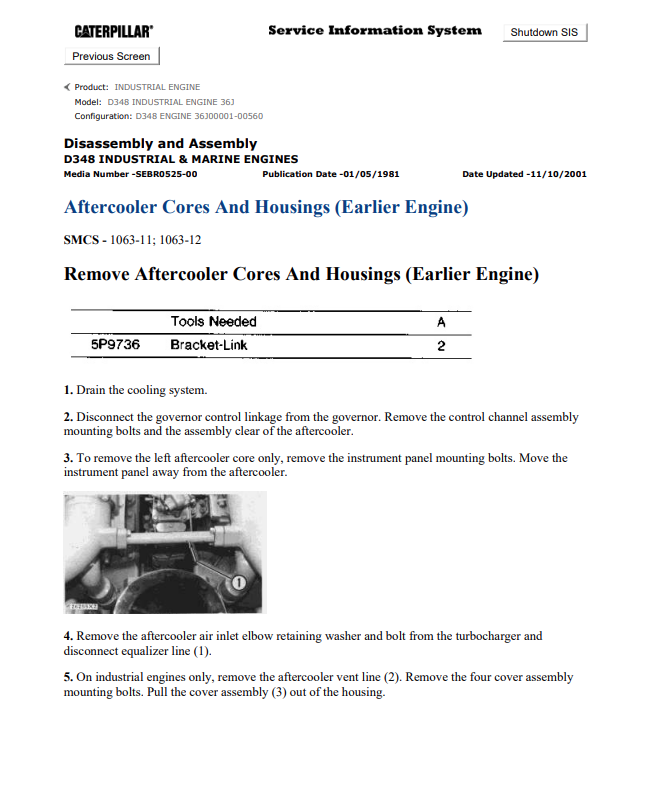 Caterpillar Cat D348 Industrial Engine Service and Repair Manual PDF | S/N 36J