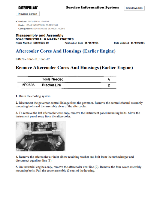 Caterpillar Cat D348 Industrial Engine Service and Repair Manual PDF | S/N 36J