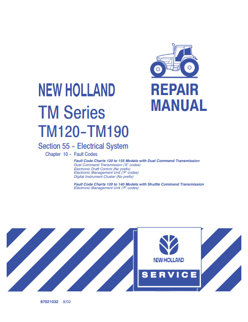 New Holland TM120, TM130, TM140, TM155, TM175, TM190 Tractor Repair Manual 87611250 PDF