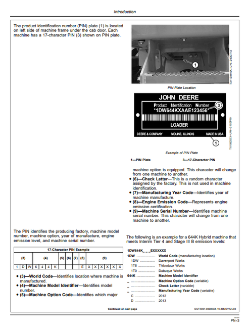 John Deere 644K Hybrid 4WD Loader Operator Manual OMT276750
