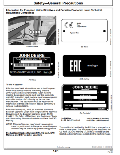 310L Backhoe Loader Operator Manual OMT446049X019 PDF