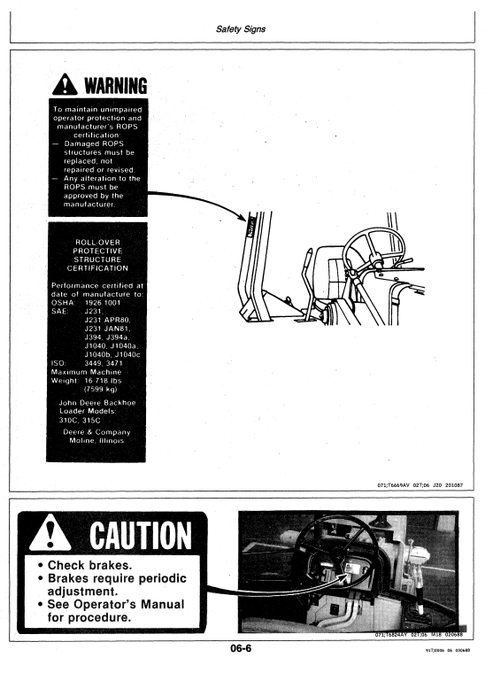 315C Sideshift Backhoe Loader Operator Manual OMT122181 PDF