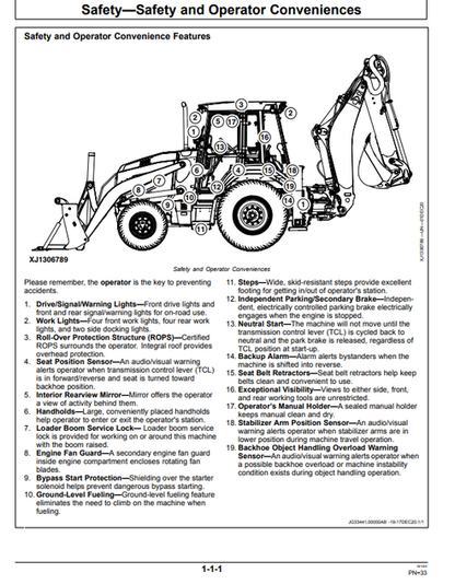 315SL Backhoe Loader Operator Manual OMT460881X019 PDF