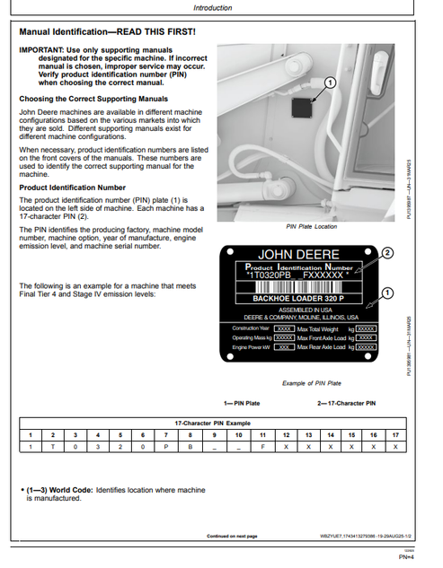 320 P Backhoe Loader Operator Manual OMT494988X019 PDF
