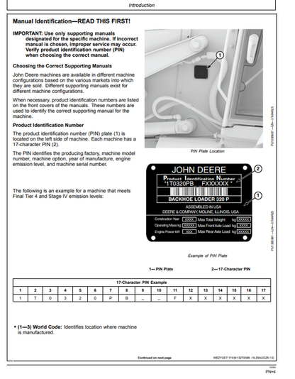 320 P Backhoe Loader Operator Manual OMT494988X019 PDF