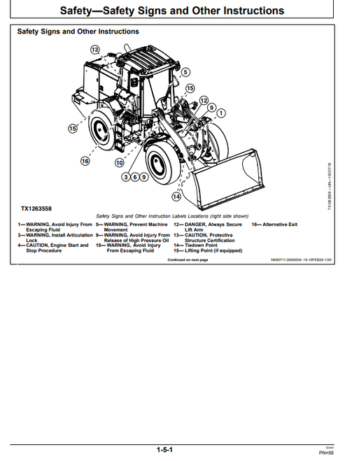John Deere 624 P-tier, Gen-A 4WD Loader Operator Manual OMT453607X019