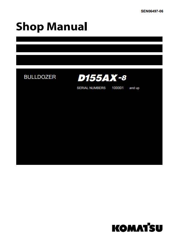 Komatsu D155AX-8 Bulldozer Sn 100001-Up Parts Catalogue Manual - PDF File