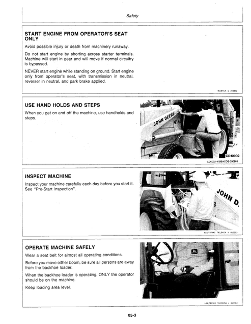 415 B, 515 B Backhoe Loader Operator Manual OMCD16146 PDF