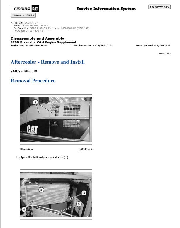 Caterpillar Cat 320D Excavator Service and Repair Manual PDF | S/N A6F