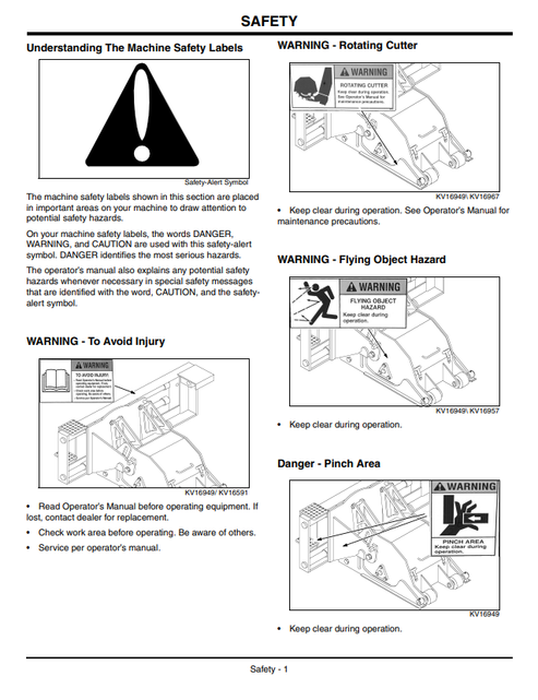 John Deere CP12, CP16, CP18, & CP24 Cold Planer Operator Manual OMKV16792