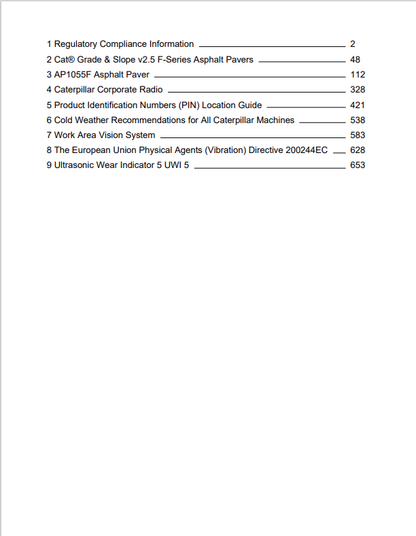 Caterpillar Cat AP-1055F Asphalt Paver Operation and Maintenance Manual PDF | S/N RLM