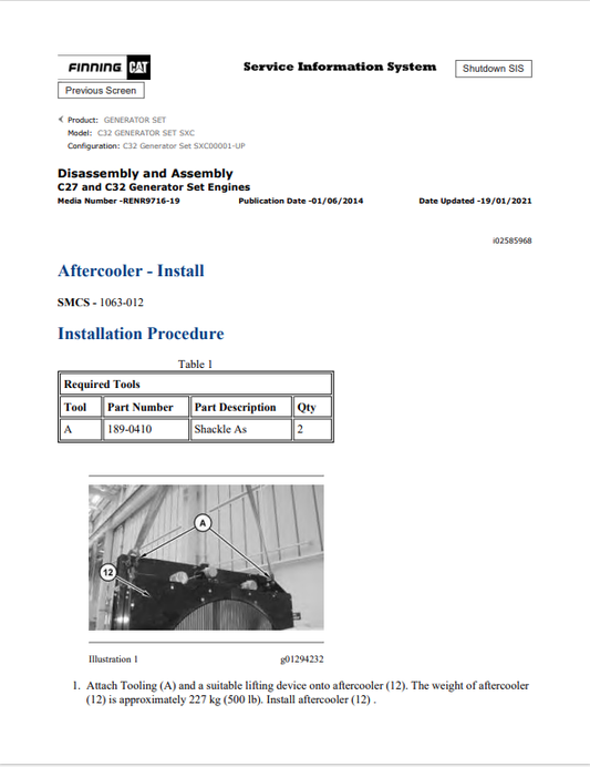 Caterpillar Cat C32 Generator Set Service and Repair Manual PDF | S/N SXC